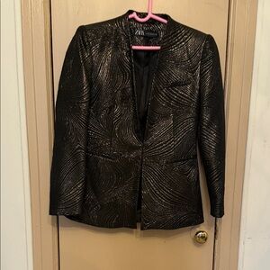 Zara Black Blazer with Metallic Wave Pattern